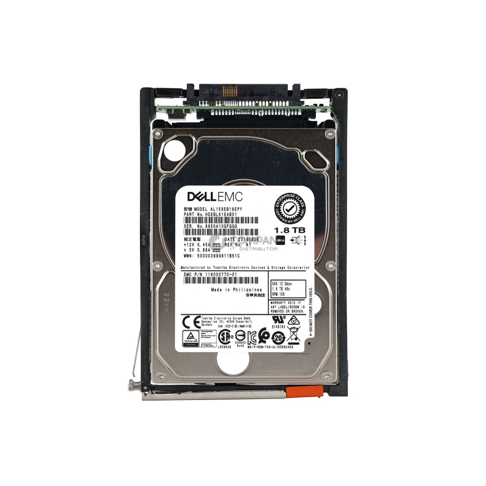 005053142 EMC HDD 1.8TB 10K SAS 12G 2.5" SFF HOT-SWAP FOR UNITY DAE